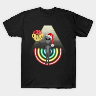 Alien in Santa Cap on Christmas | UFO Sighting | Merry Christmas T-Shirt